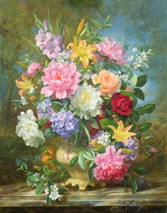 Peonies और मिश्रित फूल